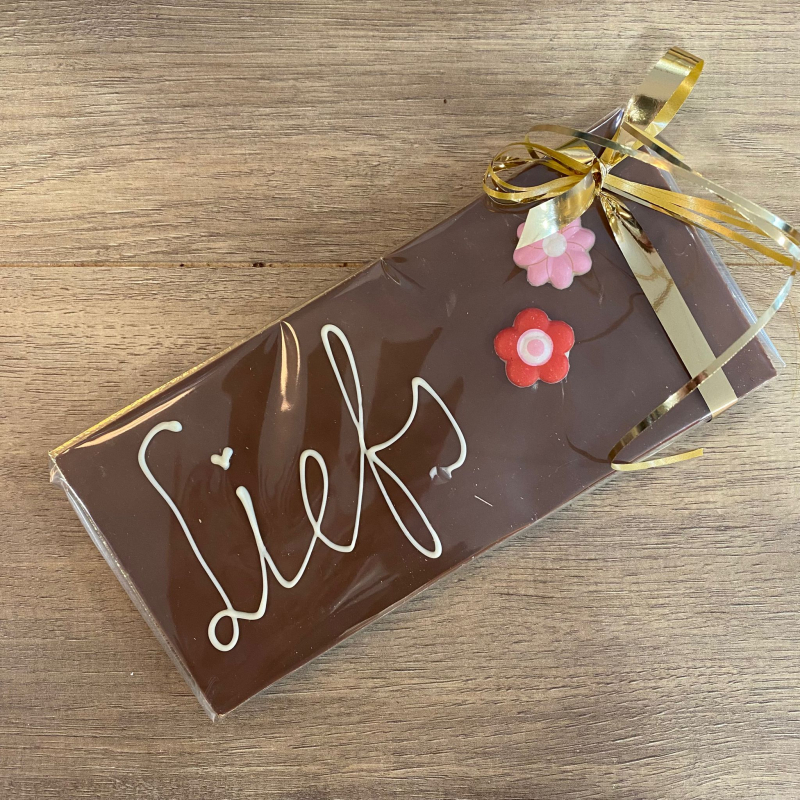 Chocoladereep met tekst naar keuze (max 13 karakters)